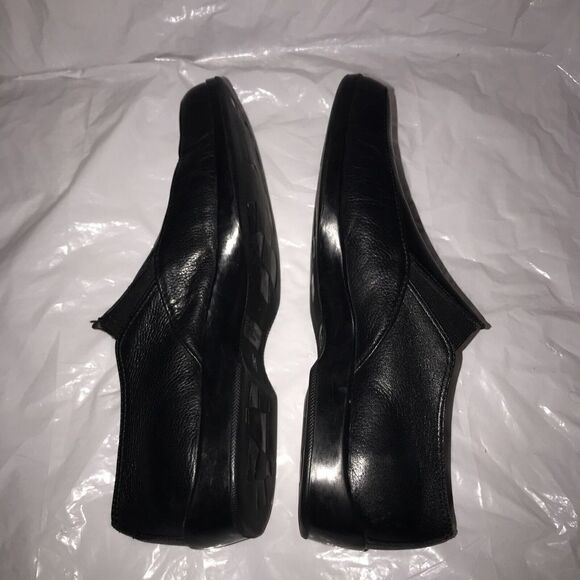 Gordon Rush Slip On Leather Rubber Sole Dress Shoes Square Toe Sz 9.5 Black - Picture 5 of 8